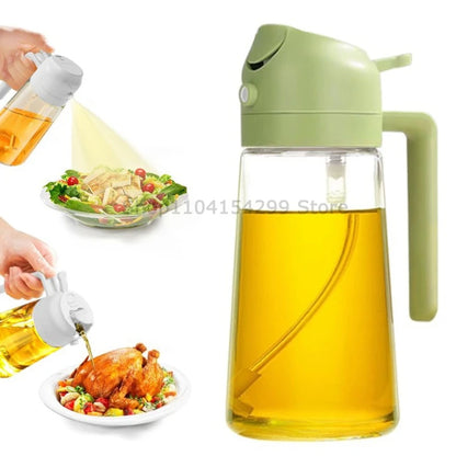 2-in-1 Oil Sprayer Dispenser Olive Oil Dispenser Oil Spray Bottle Plastic Spray Bottle for Cooking Air Fryer BBQ Baking Salad