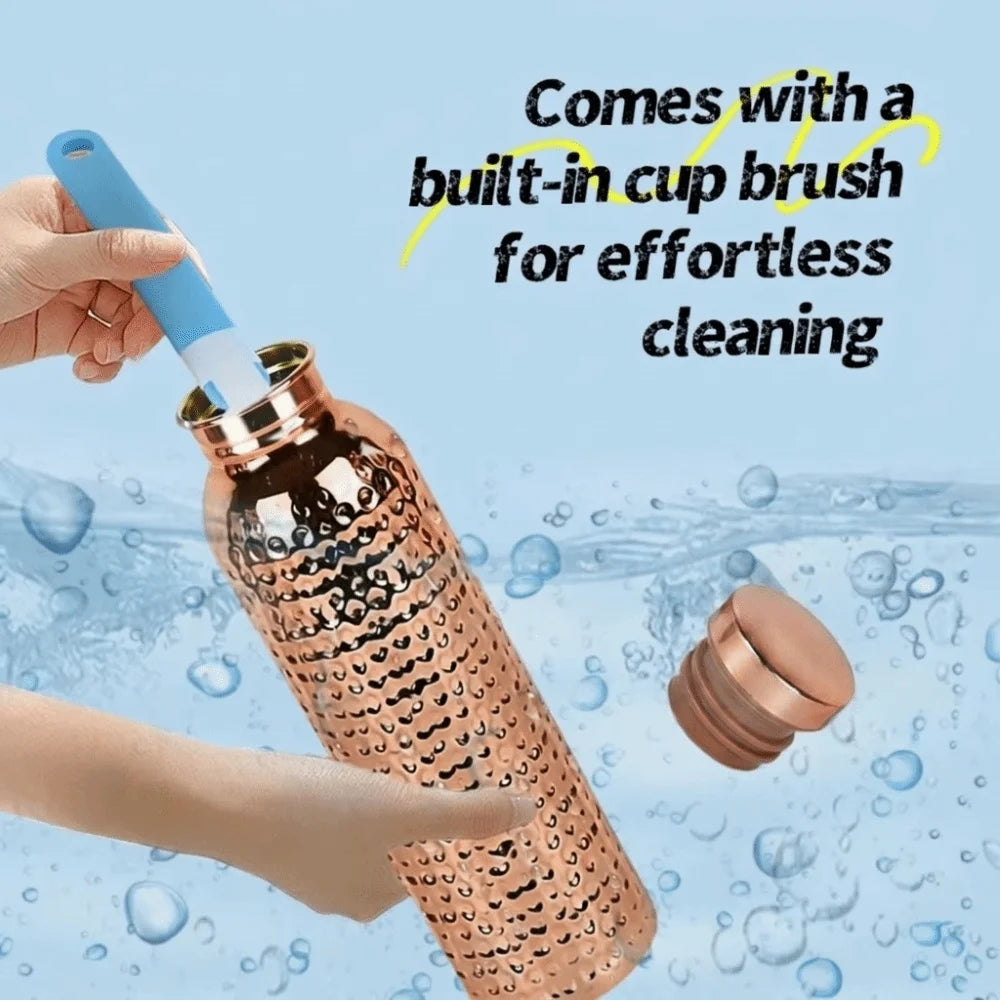 800ML Electroplated Copper Water Bottle 304 Stainless Steel Portable Insulated Water Bottle Anti-Slip Grip Leakproof
