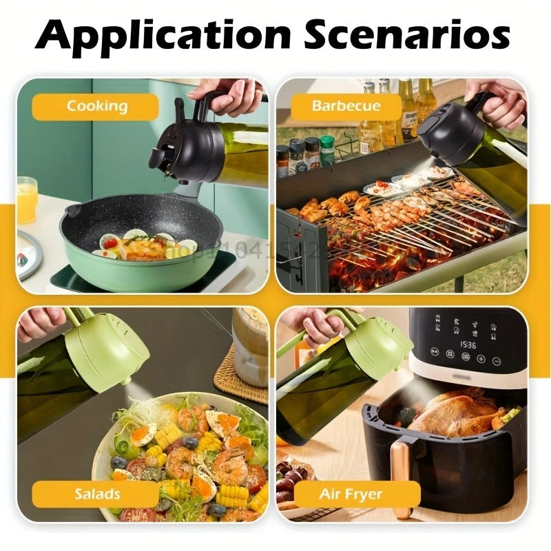 2-in-1 Oil Sprayer Dispenser Olive Oil Dispenser Oil Spray Bottle Plastic Spray Bottle for Cooking Air Fryer BBQ Baking Salad