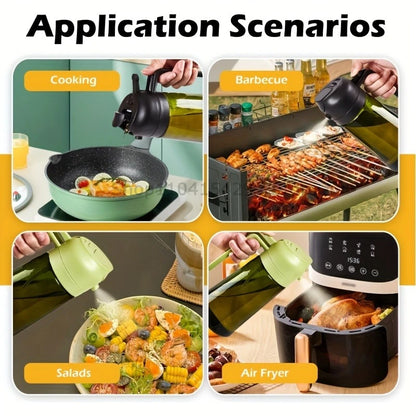 2-in-1 Oil Sprayer Dispenser Olive Oil Dispenser Oil Spray Bottle Plastic Spray Bottle for Cooking Air Fryer BBQ Baking Salad