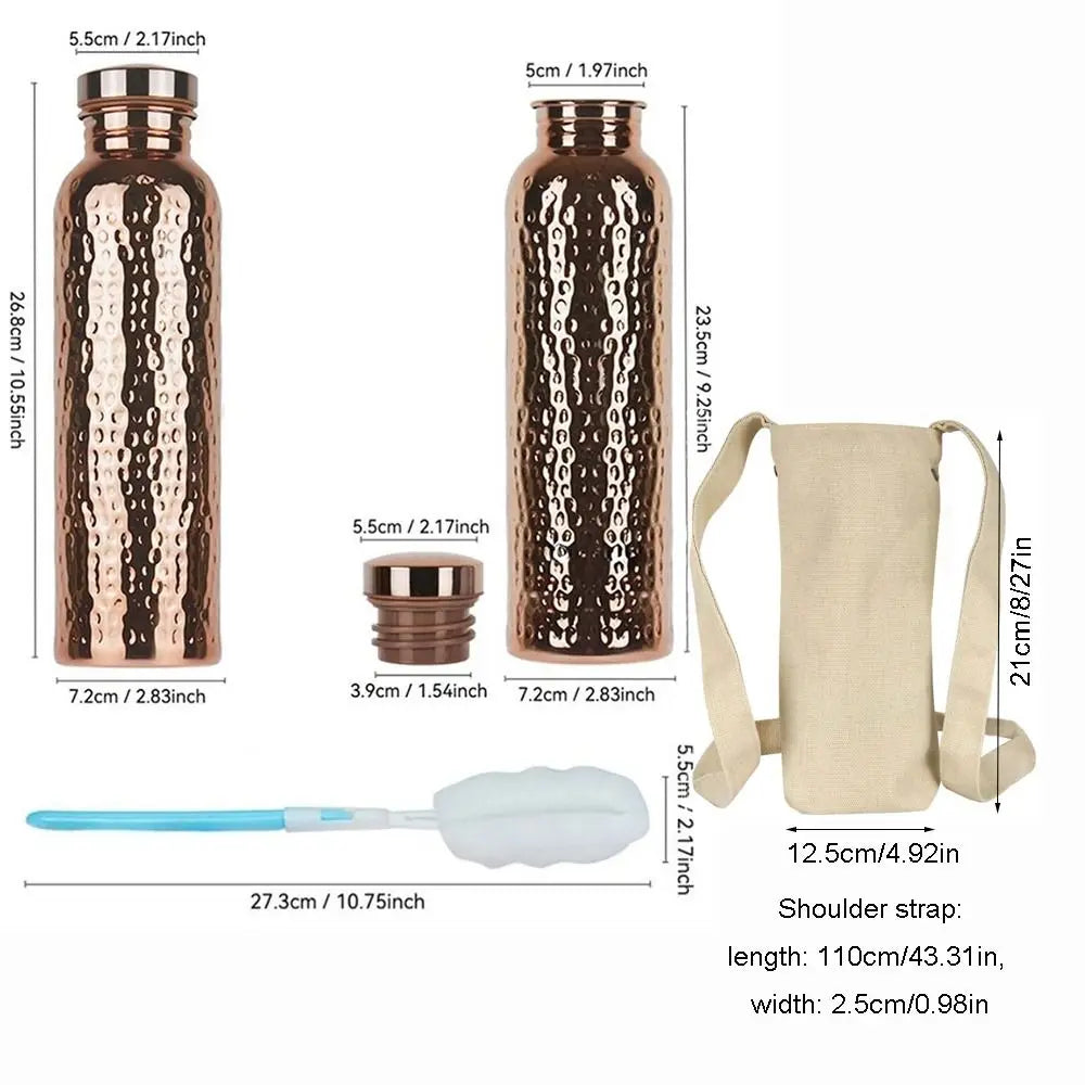 800ML Electroplated Copper Water Bottle 304 Stainless Steel Portable Insulated Water Bottle Anti-Slip Grip Leakproof