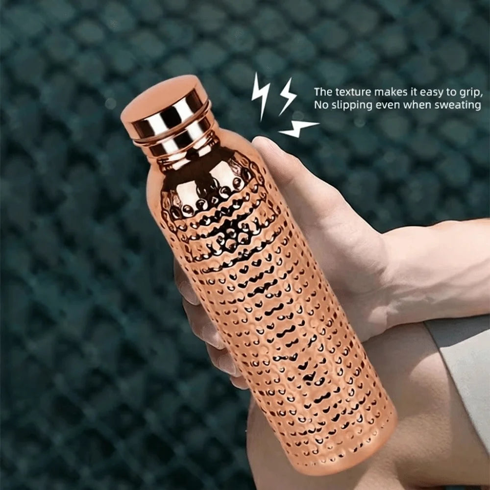 800ML Electroplated Copper Water Bottle 304 Stainless Steel Portable Insulated Water Bottle Anti-Slip Grip Leakproof