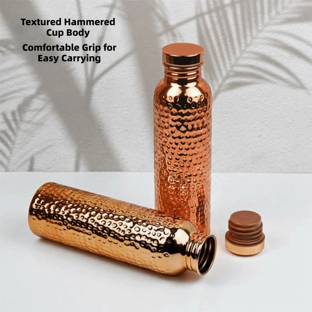 800ML Electroplated Copper Water Bottle 304 Stainless Steel Portable Insulated Water Bottle Anti-Slip Grip Leakproof