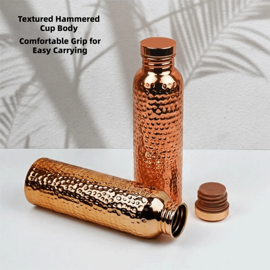 800ML Electroplated Copper Water Bottle 304 Stainless Steel Portable Insulated Water Bottle Anti-Slip Grip Leakproof
