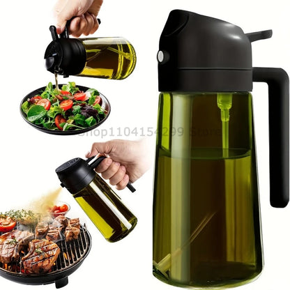 2-in-1 Oil Sprayer Dispenser Olive Oil Dispenser Oil Spray Bottle Plastic Spray Bottle for Cooking Air Fryer BBQ Baking Salad