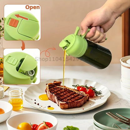 2-in-1 Oil Sprayer Dispenser Olive Oil Dispenser Oil Spray Bottle Plastic Spray Bottle for Cooking Air Fryer BBQ Baking Salad